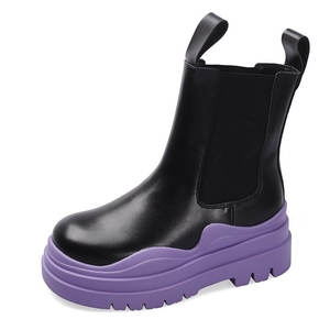 รองเท้าบูทเชลซีพื้นหนาแบบลำลอง ดีไซน์หนังกันน้ำ เสริมส้นเพิ่มความสูง พื้นรองเท้าแบบแพลตฟอร์ม สไตล์คาวบอย สำหรับฤดูใบไม้ร่วงและฤดูหนาว - Product Image 2