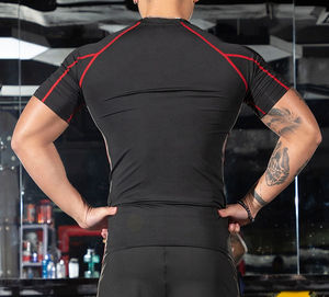 Compression à séchage rapide t-shirt hommes gym entraînement entraînement sport fitness corps façonnage respirant coupe serrée athlétique haut de course - Product Image 6