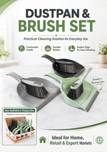 Venta al por mayor conveniente mini cepillo portátil y recogedor pequeña escoba de mano con cabeza de PP para uso diario para mesa interior - Product Image 1