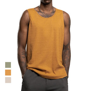 Wholesale Cheap Price Custom Your Own <b>Logo</b> Design Men Sleeveless Shirt Cotton Polyester Solid Color Gym Wear Man Tank Top - Product Image 3