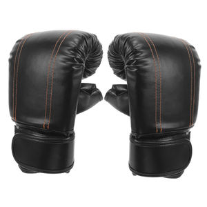 Guantes de Boxeo de Cuero con Cierre de Velcro en los Dedos Completos, Color Negro, para Adultos, Equipo de Boxeo - Product Image 1