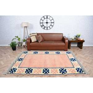 Alfombra Vintage, Alfombra Grande de 5.6x7.7 pies, Alfombra Turca de Lana con Camuflaje Azul - Product Image 1