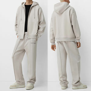 Ensemble de survêtement pour homme en molleton épais 500GSM, fermeture éclair intégrale, 100% coton, sweat-shirt à capuche et pantalon de jogging, survêtement pour homme - Product Image 3