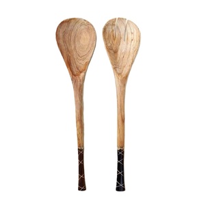 ชุดเสริฟสลัดช้อนส้อมทำจากไม้2025ใหม่พร้อมที่จับเคลือบสำหรับเครื่องครัวสลัดผักและของใช้ในครัวเรือน - Product Image 1