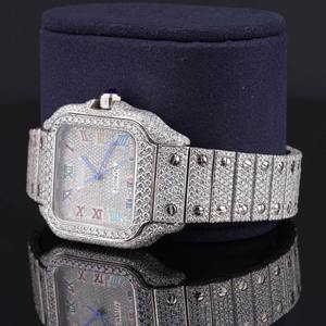 Reloj de Pulsera Clásico con Esfera Romana Colorida, Diamantes Cultivados en Laboratorio HPHT, para Hombre y Mujer, Movimiento Automático Japonés, Reloj con Incrustaciones de Diamantes, Pasa Pruebas - Product Image 1