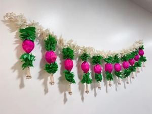 Flor de jazmín de loto Toran para Pooja Diwali Navratri Temple Bandarwar decoración colgante de pared tradicional Rosa verde Mogra guirnalda - Product Image 5