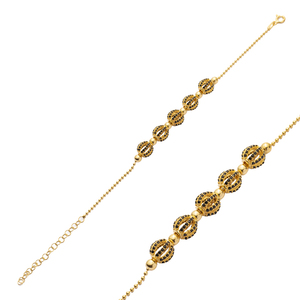 925 Sterling Silver Fine Jewelry Ball <b>Charm</b> Design Black CZ Stone Made in Turkey Shape <b>Charm</b> Ball Chain Wholesale - Product Image 6