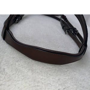 Bridon de cheval en cuir brun de qualité supérieure avec bande frontale et muserolle tressées à la main, équipement d'équitation anglais réglable - Product Image 4