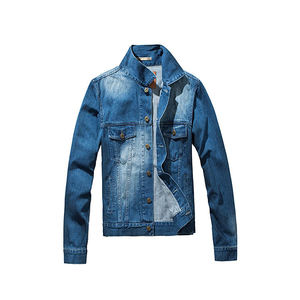 Chaqueta Bomber de Mezclilla Rasgada para Hombre, Talla Grande, Decoración de Encaje Frontal, Personalizada, Ecológica, Resistente al Viento, 100% Algodón/Poliéster - Product Image 2