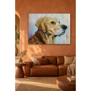 Profil du Golden Retriever Fida sur fond pastel, impression sur toile - Product Image 3