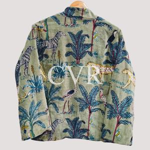 Bohemian Animal Print Full Sleeve Turn-down Collar <b>Coat</b> for <b>Women</b> Summer Casual Outerwear Plus Size Polyester Fabric - Product Image 2