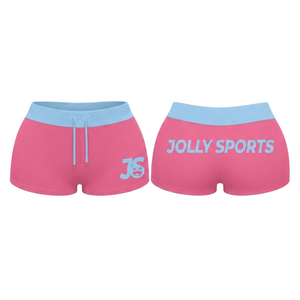 Shorts de sport pour femmes 320 GSM en polyester côtelé et élasthanne, noir et blanc avec empiècements latéraux contrastants, logo thermocollé. - Product Image 3