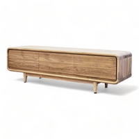 Meuble TV et console de style farmhouse moderne du milieu du siècle, en bois de teck massif brut, pour salon, chambre et salle à manger