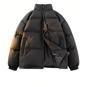 Chaqueta acolchada de lona con cuello levantado negro para hombre, acolchada, a prueba de viento, transpirable, para invierno, estilo de dinero antiguo - Product Image 5