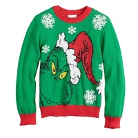 LeBo Vente en gros Personnalisé Unisexe Dessin Animé Anime Jacquard Motif Imprimé Tricot Moche Noël Grinches Pull