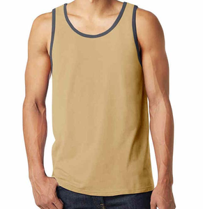 Vêtements pour hommes de haute qualité personnalisés couleur unie séchage rapide débardeurs grande taille respirant col rond coton tricoté méthode de tissage - Product Image 3