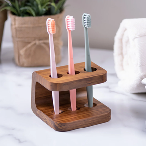 Porte-brosse à dents en bois de qualité supérieure, design à 3 emplacements, artisanat, artisanat, porte-brosse à dents en bois pour salle de bain, prix le plus bas - Product Image 4