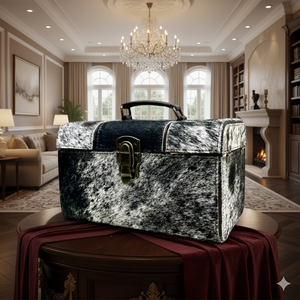 Luxury Handmade Animal Prints Leather Cosmetic <b>Case</b> with Zipper Closure Soft Handle Multi-Function for Tangle-Free Storage - Product Image 1