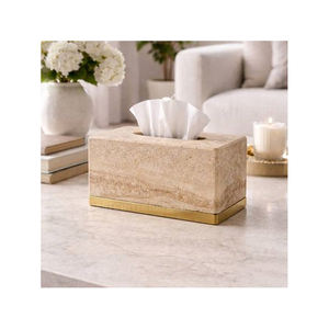 กล่องใส่กระดาษทิชชูแบบตั้งโต๊ะ คุณภาพพรีเมียม หรูหรา กันน้ำ เป็นมิตรกับสิ่งแวดล้อม พร้อมฐานทองเหลือง - Product Image 1