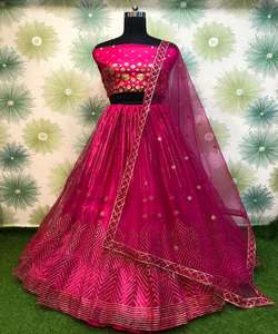 Nuevo atractivo aspecto rico ropa de boda Georgette tela lehenga choli con dupatta mujeres indias usan semi-cosido al por mayor Sur lehenga choli - Product Image 2