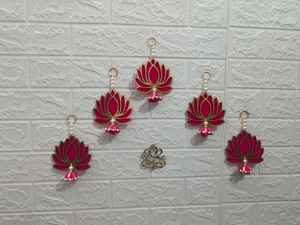 พวงมาลัยแขวนผนังดอกบัวสีชมพูหรูหราเหมาะสำหรับ Pooja, เทศกาล, pongal, Onam, งานแต่งงาน, และการตกแต่งห้องสมาธิ - Product Image 5