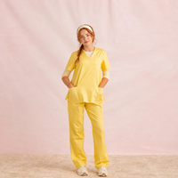 Nouveaux ensembles médicaux pour femmes, hauts à manches courtes et col en V extensibles, pantalons, pour cliniques dentaires, hôpitaux, médecins, tissu tissé, marque Yuhong