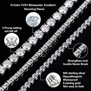 Ready to Ship Moissanite Chain 925 Silver 3mm Tennis Chain Vvs Moissanite 6-9 Inch Tennis <b>Bracelet</b> Iced Out Jewelry Hiphop Man - Product Image 6