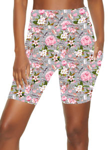 Pantalon court de haute qualité pour femmes Double face solide fleur tropicale imprimé décontracté hiver poche Shorts avec conception cousue - Product Image 3