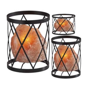 100% pur organique naturel forme sel lampe cylindre Cage base en bois sculpté à la main Design pour mariage vacances décor-Sian - Product Image 2