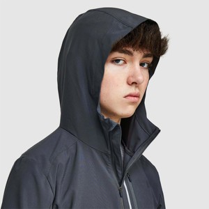 Veste en tissu tissé léger et respirant pour hommes avec fermeture à glissière complète et col montant pour le printemps et l'automne - Product Image 4