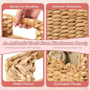 Ensemble de 2 paniers de rangement suspendus en osier, panier de rangement fait à la main, vente en gros, écologique, fabriqué au Vietnam - Product Image 5