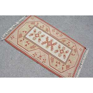 พรมตุรกีสีเบจสีแดงแนววินเทจแบบคลาสสิกขนาด2.7X4.5ฟุตแผ่นยางรองหลังขนสัตว์สำหรับโถงทางเดินห้องนอนพรมข้างเตียงห้อง - Product Image 4