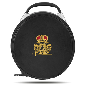 Estuche de tapa masónica Estuche de tapa de corona de calidad premium Estuche de tapa masónica con bordado a máquina negro de Águila Doble - Product Image 5