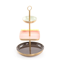 Ensemble de supports à gâteaux en acier inoxydable, 3 plateaux à dessert sur pied, résistants à la chaleur, écologiques, pour mariage, fête, pâtisserie, cupcakes