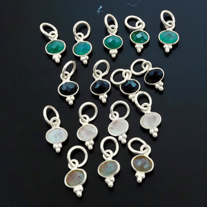 6x4mm ovale Briolette coupe pierre de naissance naturelle breloques 925 argent Sterling plaqué or ovale lunette à la main en gros bijoux de charme - Product Image 6