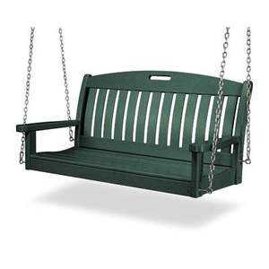 Traditional porch wooden <b>swing</b> for comfortable outdoor seating with long hanging <b>ropes</b> and a charming rustic aesthetic - Product Image 6