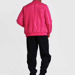 Venta al por mayor de los hombres al aire libre de invierno chaqueta de bombardero de cuello alto logotipo frontal de alta calidad respetuoso con el medio ambiente tela transpirable colores sólidos - Product Image 2