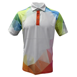 Logo personnalisé unisexe brodé pour polo Chemise de golf en polyester à séchage rapide Manches courtes Maillot de grande taille imprimé en tissu - Product Image 5