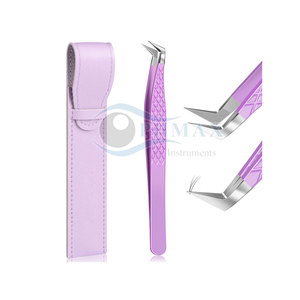 Pince à cils enduite de couleur pour salon de beauté Outils d'extension de cils en acier inoxydable Pince à épiler professionnelle - Product Image 1