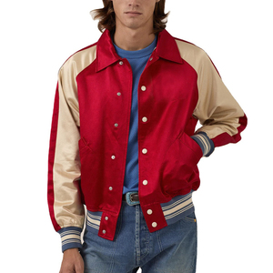 Chaqueta de béisbol de manga larga de tela satinada de alta calidad para hombre chaqueta de bombardero con cremallera impresa por sublimación personalizada para hombre - Product Image 5