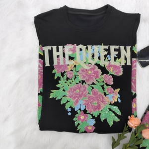 Ensemble haut et pantalon à fleurs en tricot décontracté Ensemble deux pièces strass Vente à chaud Strass personnalisés pour femme Luxe Femmes - Product Image 4