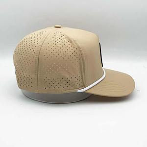 Logotipo de parche de goma Cuerda personalizada Golf Deporte Sombrero de Vietnam Fabricante 5 Panel Gorra de béisbol Gorras para hombres Impermeable Agujero cortado con láser - Product Image 3