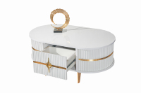 Table basse Dosin moderne de luxe en panneaux de bois blancs réglables pour salon, salle de bain et salle à manger, modèle DS2423