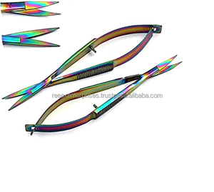 Castroviejo Lot de 2 ciseaux droits multicolores 100% qualité couleur arc-en-ciel la base des instruments chirurgicaux - Product Image 1