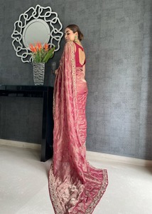 Nouveau vêtement de fête à la mode, sarouel en soie vichitra avec pièce de chemisier, sari indien pour femmes, prix bas, vente en gros - Product Image 4