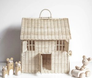 Maison de poupée en rotin faite à la main Maison de jouets tissée naturelle pour chambre d'enfants, pépinière et décoration intérieure - Product Image 5