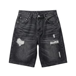 Shorts de Mezclilla para Mujer, Personalizados, Lisos, Teñidos, Estilo Urbano, Corte Regular, Desgastados, Casuales, de Gimnasio, Pantalones Cortos, Cintura Alta, Poliéster/Algodón - Product Image 1