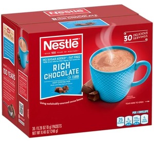 Nestlé Paquetes de Chocolate Caliente Sin Azúcar Añadido, 30 Unidades - Product Image 1