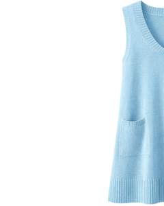 Light Blue <b>Womens</b> Knitted Sleeveless <b>Sweater</b> <b>Vest</b> V Neck Soft Acrylic Winter Layering Casual Custom Manufacturer OEM WholesaleEx - Product Image 4