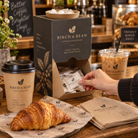 Boîte à condiments pour café personnalisée AT PACK avec logo |   Boîte de présentation pour gobelets de crème jetables pour cafés, salons de thé et plats à emporter